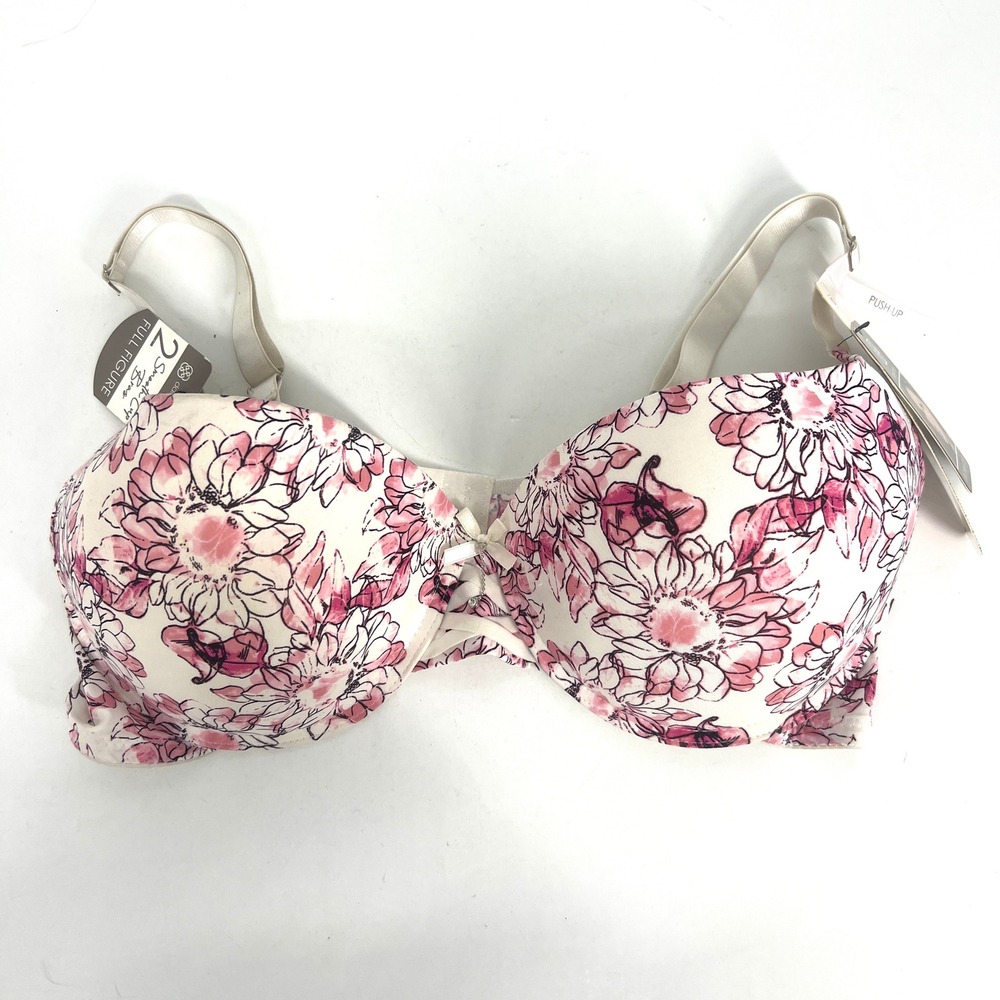Daisy Fuentes 42D Smooth Cup Push Up Bra Floral Print Full Figure Comfort‎ NWT